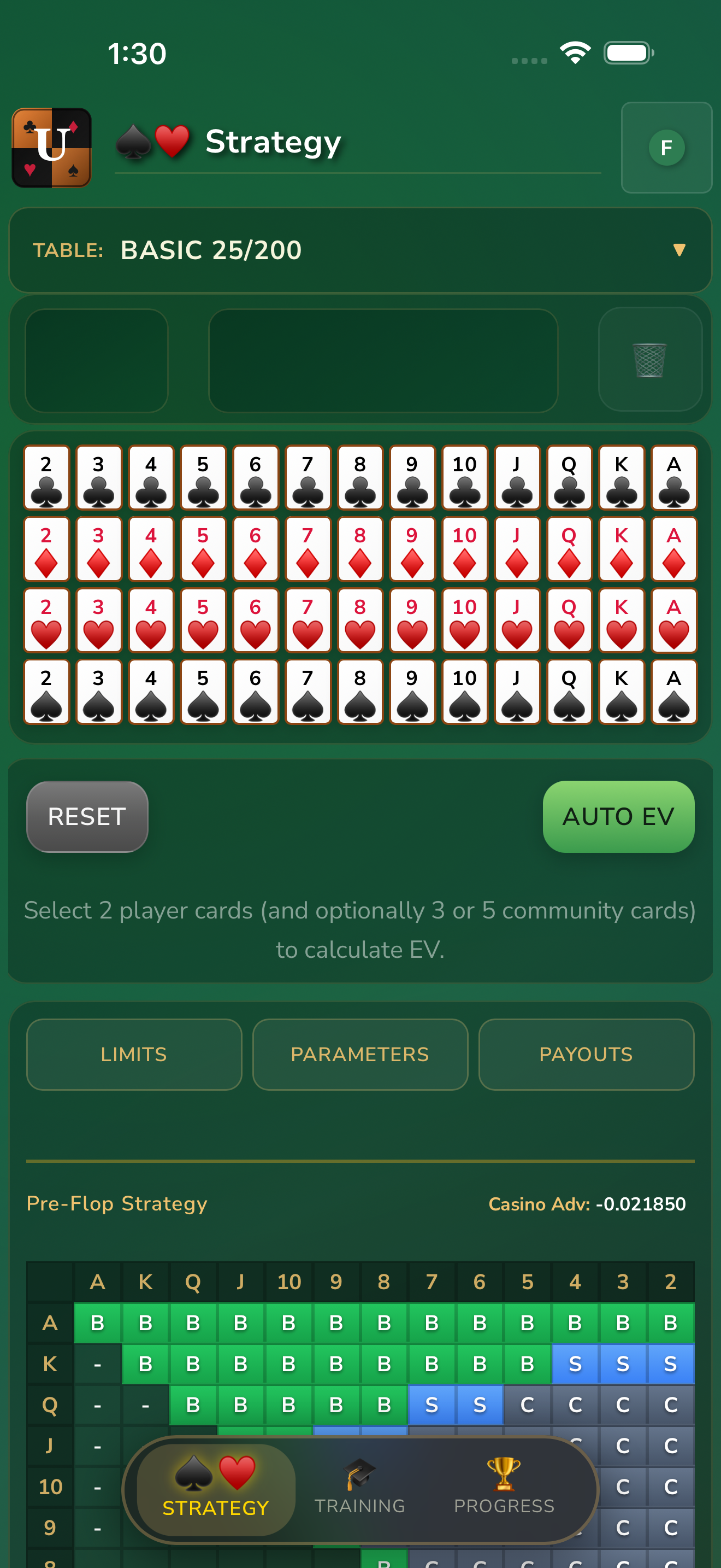 UPokerTrainer advisor feedback explaining the optimal decision